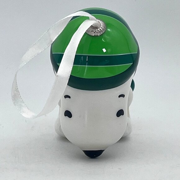 Peanuts Snoopy Plastic Christmas Tree Holiday Ornament 3.5" Green Stocking Hat - Picture 12 of 14